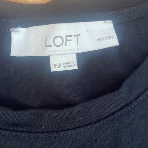 LOFT Black Ruffle Sleeveless Swing Dress - Size Small Petite - Picture 5 of 7